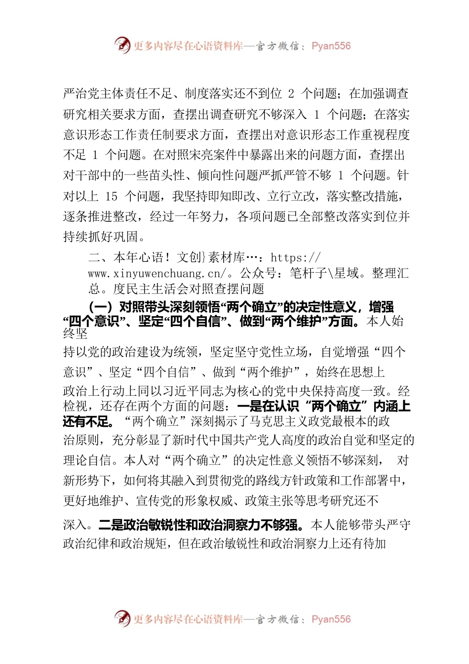 xx年度民主生活会发言提纲.docx_第2页