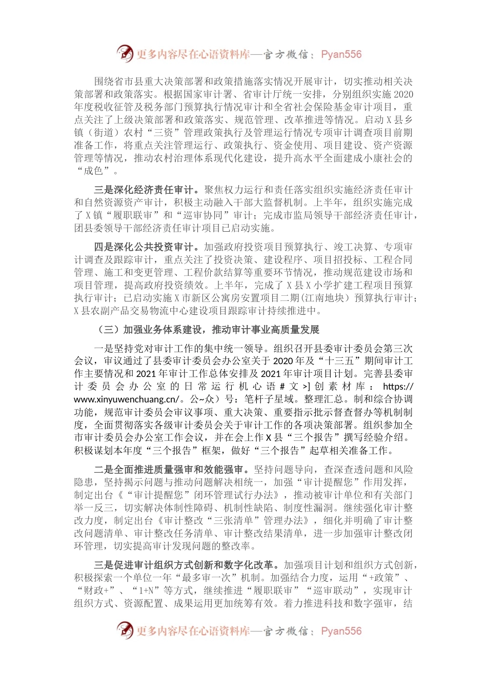 X县审计局2021年上半年工作总结和下半年工作思路.docx_第1页