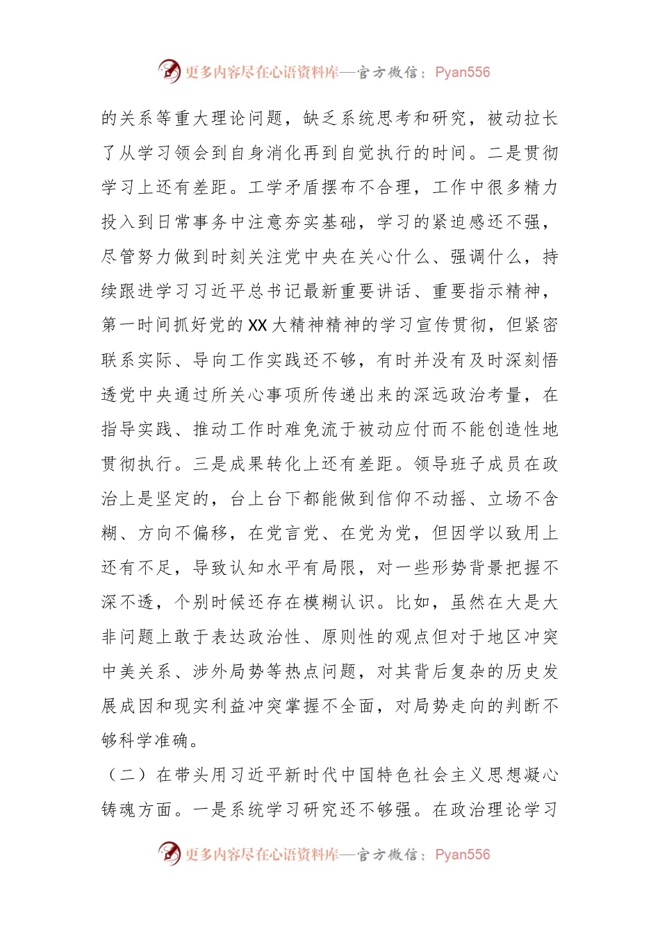 X市局党委班子六个带头专题民主生活会对照检查材料.docx_第2页