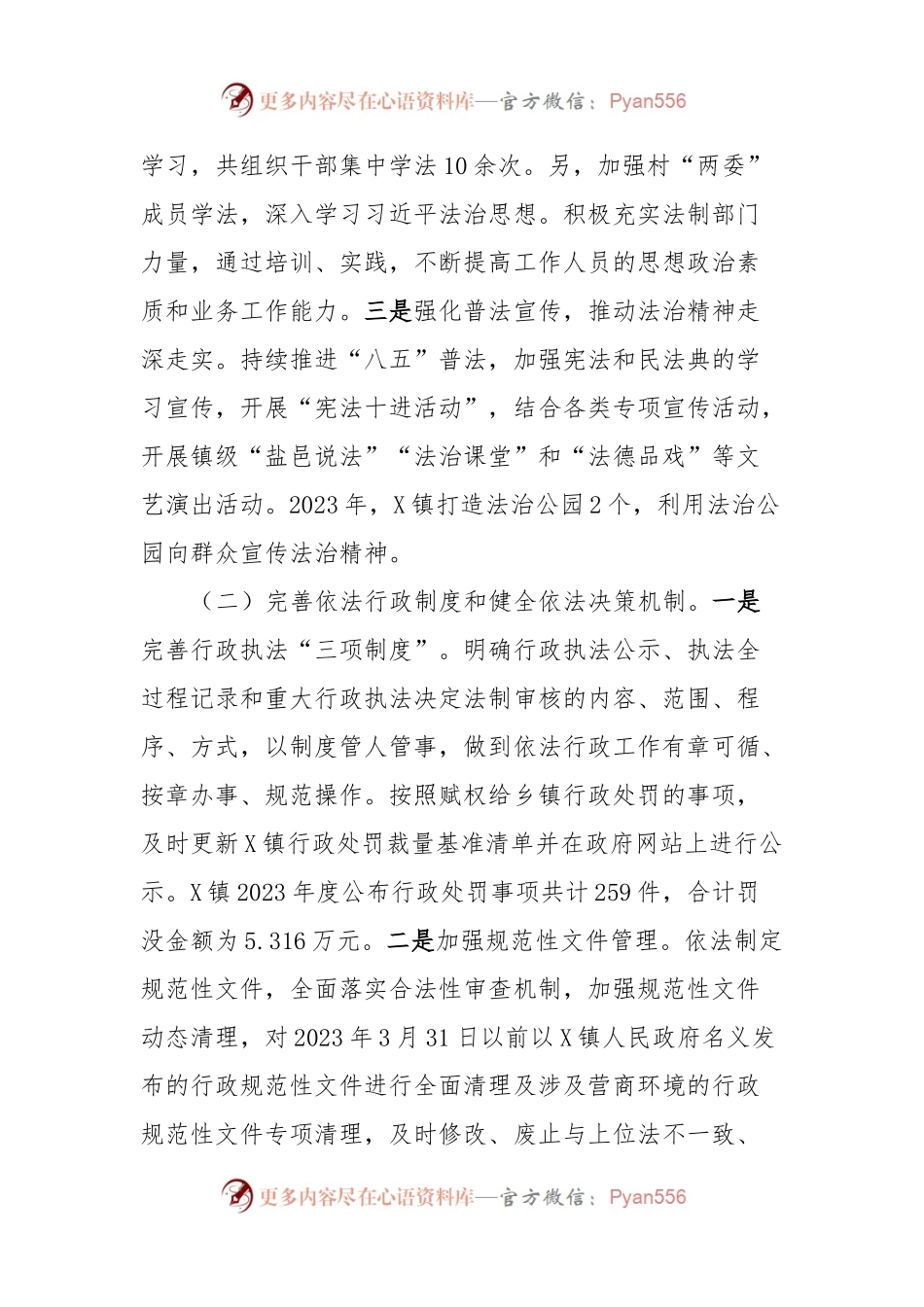X镇2023年法治政府建设年度报告.docx_第2页