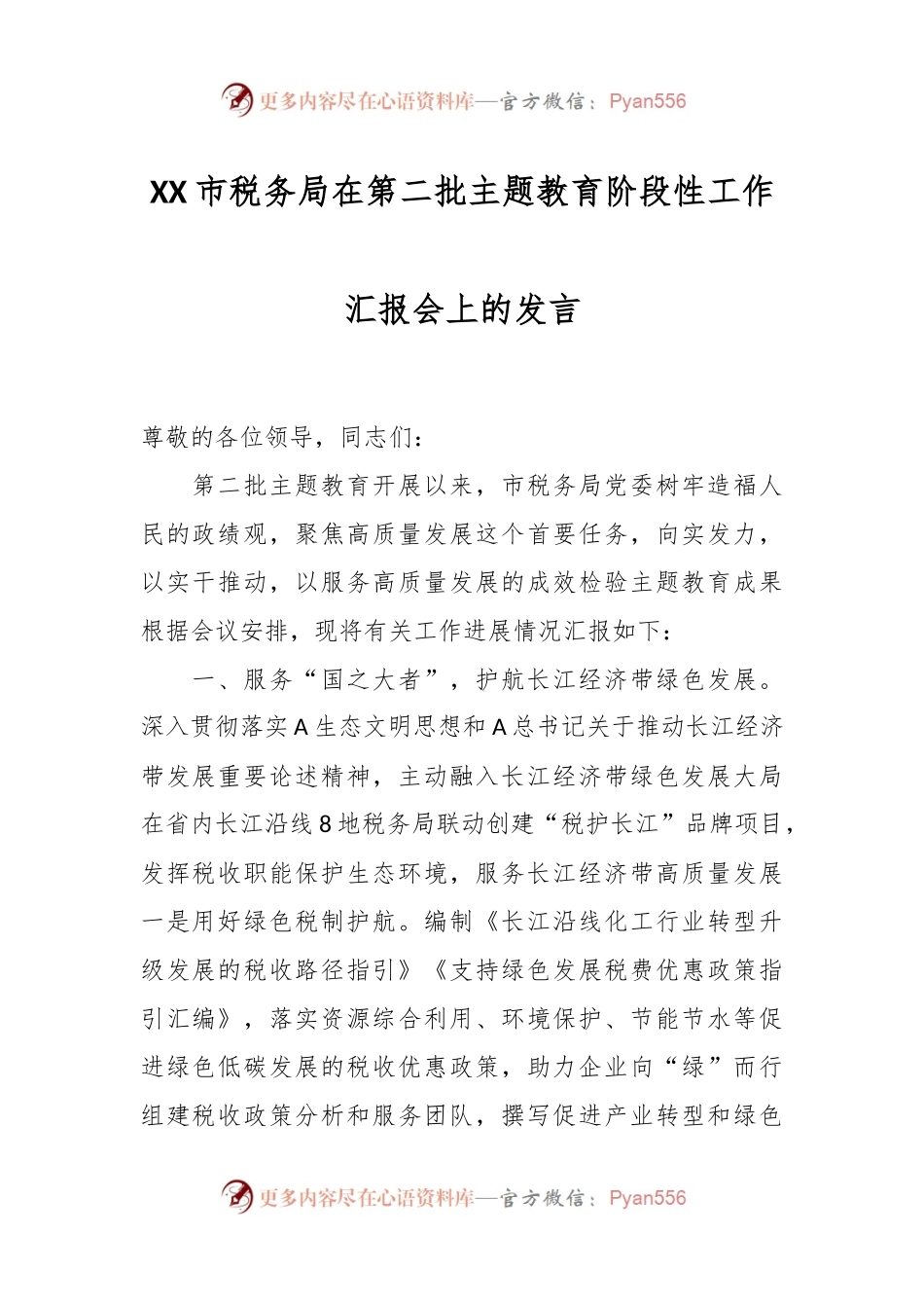 XX市税务局在第二批主题教育阶段性工作汇报会上的发言.docx_第1页