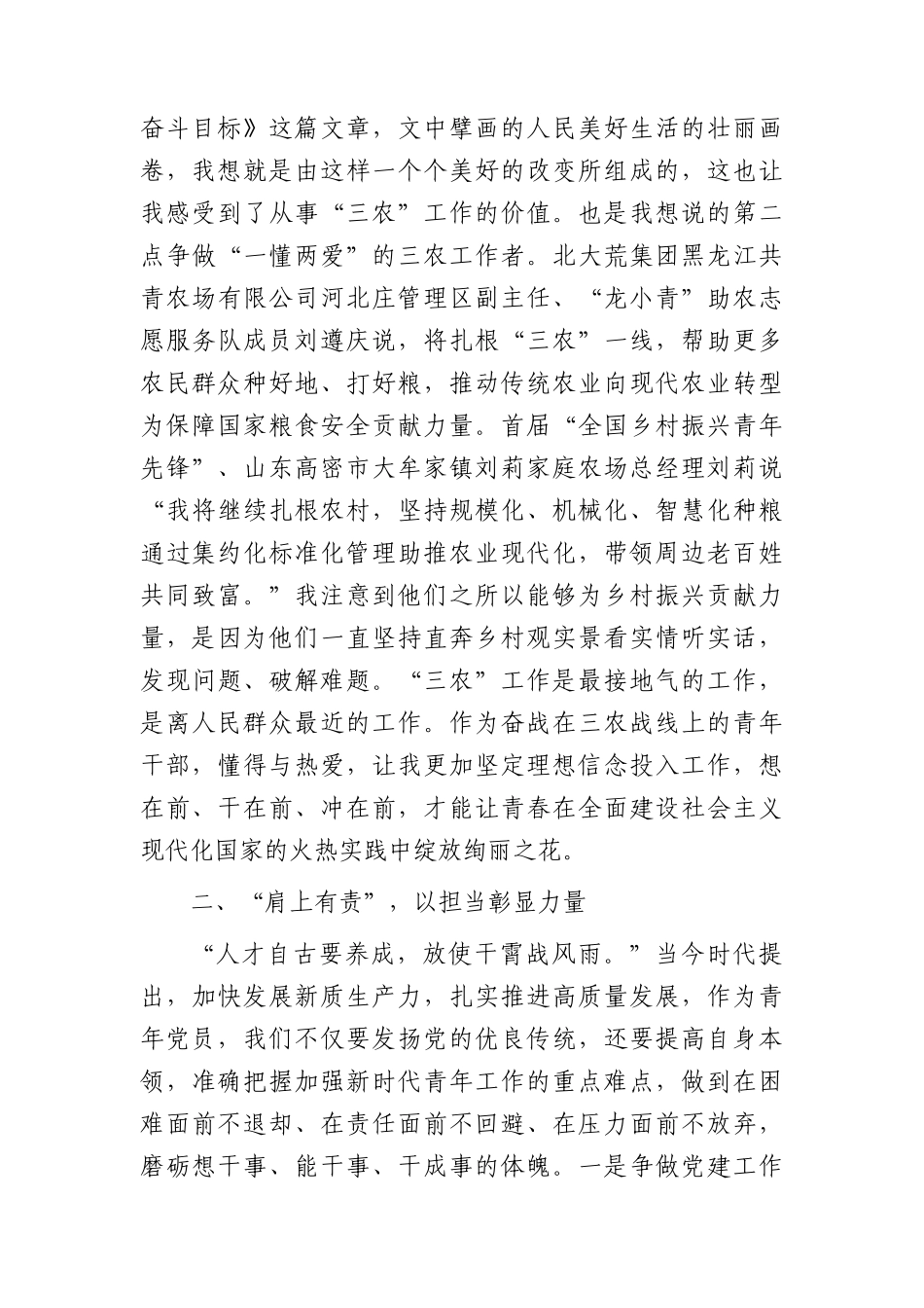 “青年挺膺担当、乡村振兴有我”主题团日座谈会发言6篇.docx_第2页