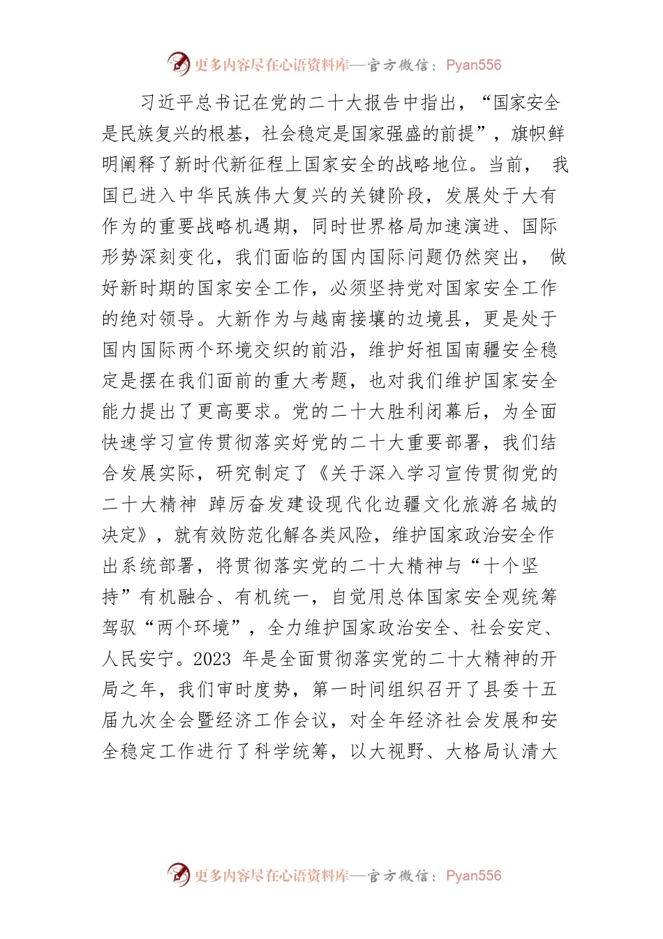 【县委书记中心组研讨发言】坚定不移将党的二十大精神贯彻到维护国家安全的大新实践中.docx_第2页