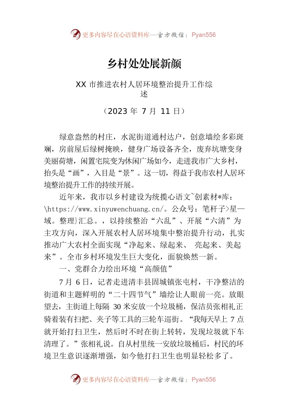 XX市推进农村人居环境整治提升工作综述.docx_第1页
