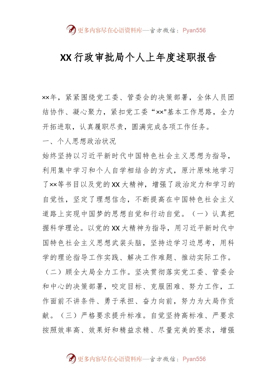 XX行政审批局个人上年度述职报告.docx_第1页