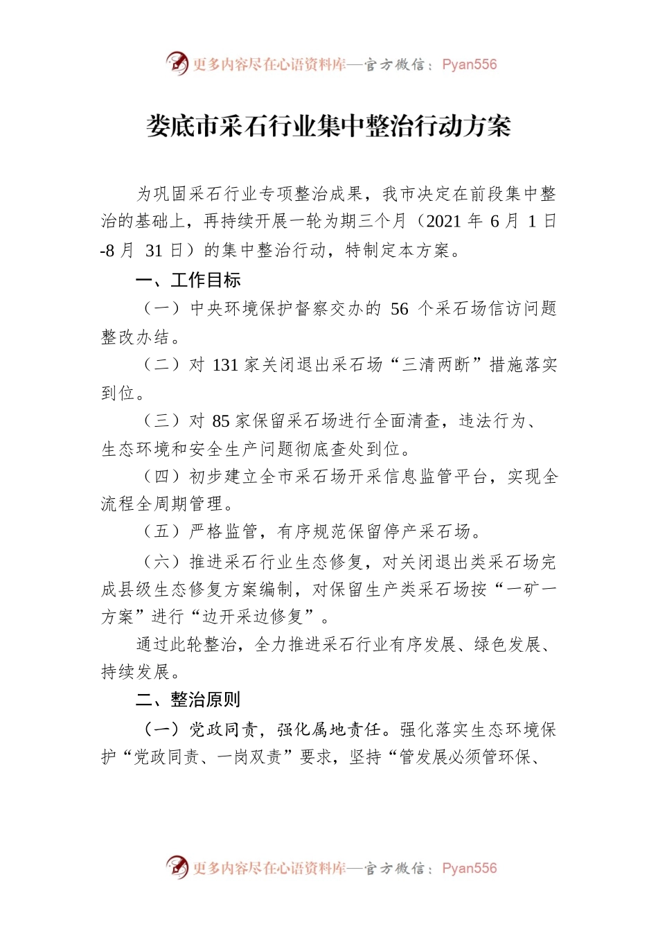 XX市采石行业集中整治行动方案.docx_第1页