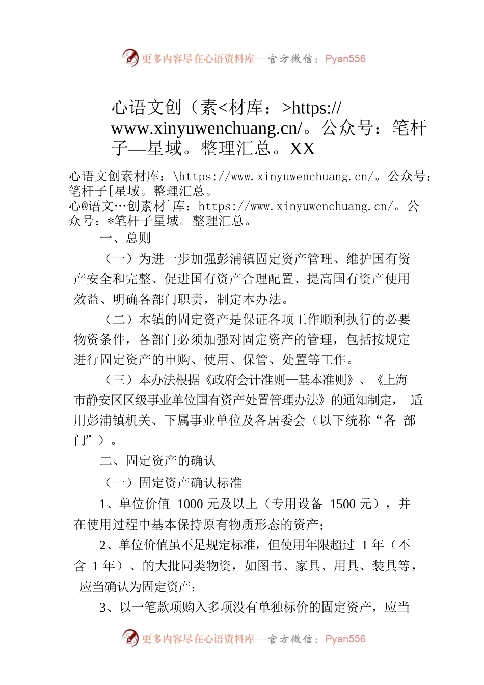 XX镇人民政府固定资产管理办法.docx_第1页