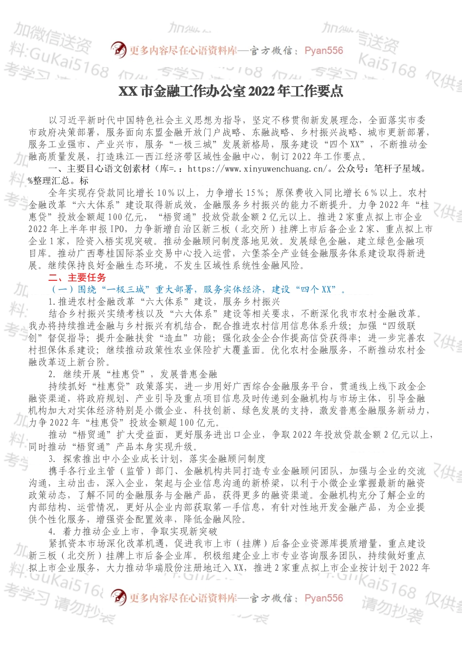 XX市金融工作办公室2022年工作要点.docx_第1页