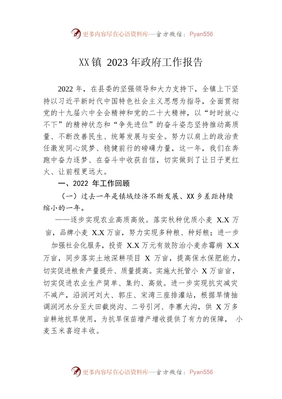 XX镇2023年政府工作报告(20230307).docx_第1页