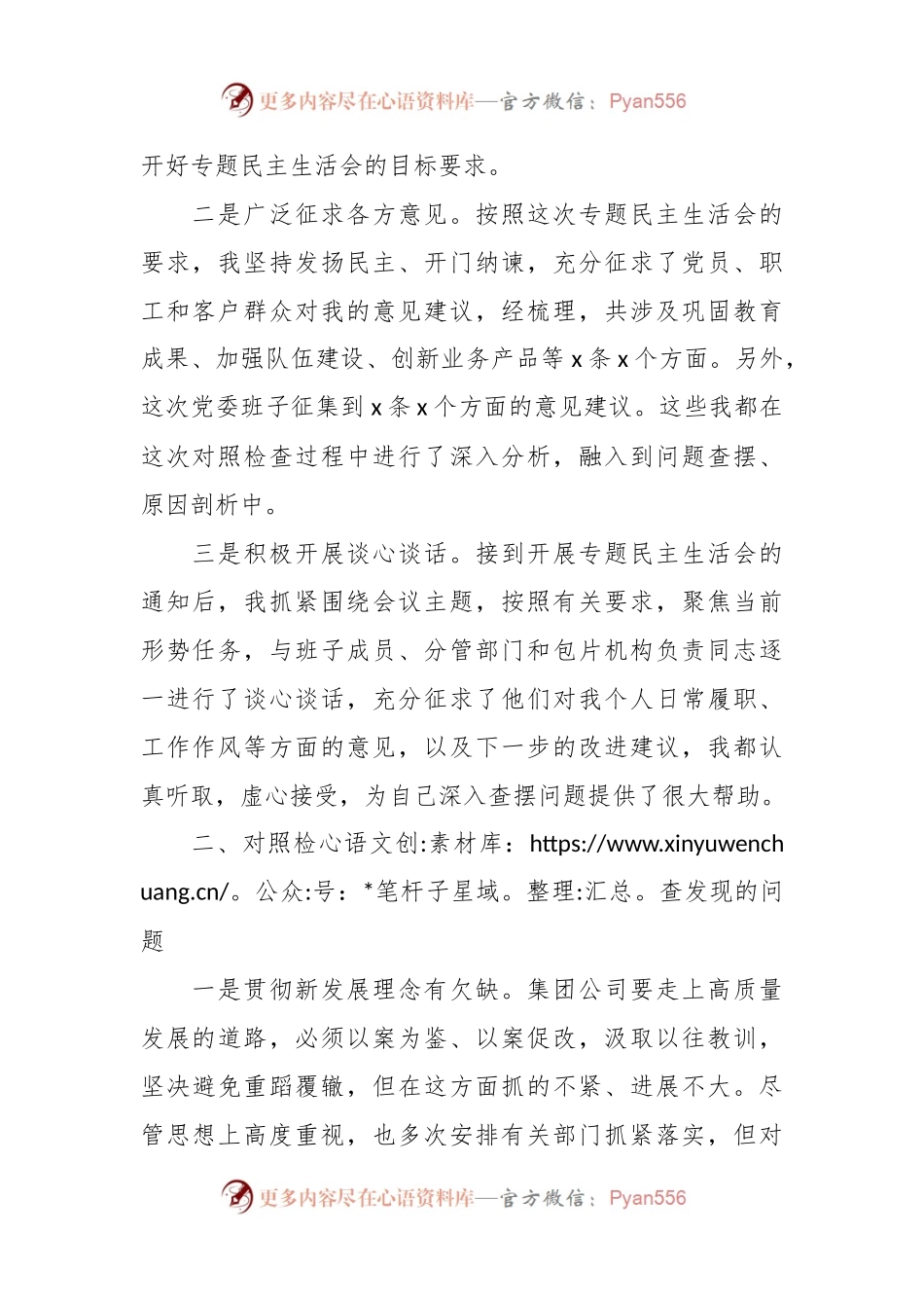 X集团公司企业关于主题教育民主生活会个人对照、检视剖析、检查材料发言提纲.docx_第2页