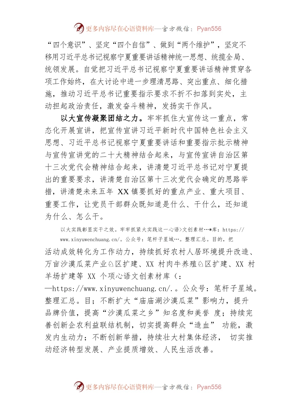 XX镇“大学习、大讨论、大宣传、大实践”  深入学习贯彻习近平总书记视察宁夏重要讲话.docx_第2页