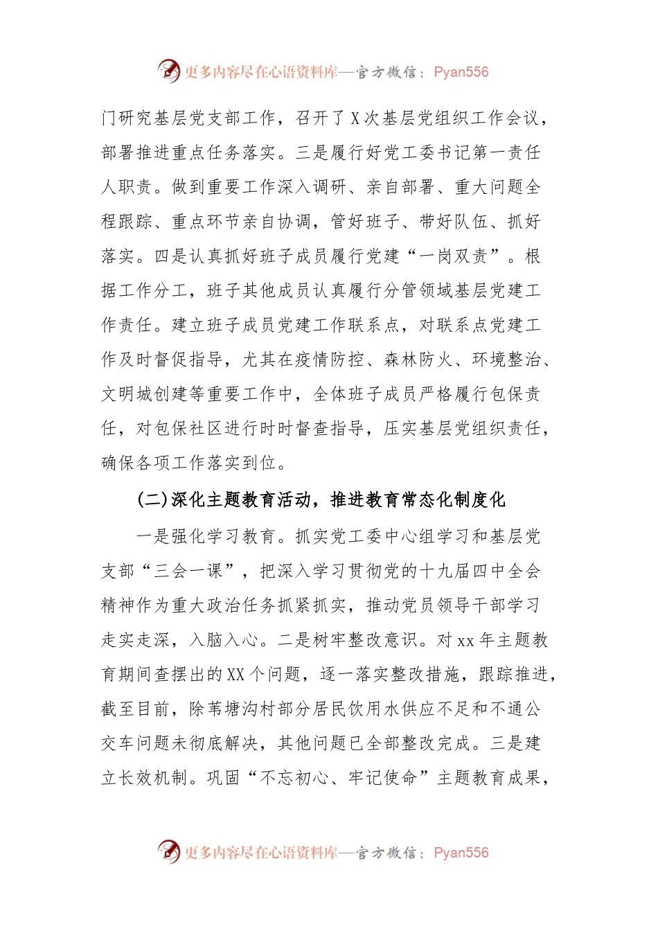 xx年全面从严治党主体责任工作情况.docx_第2页