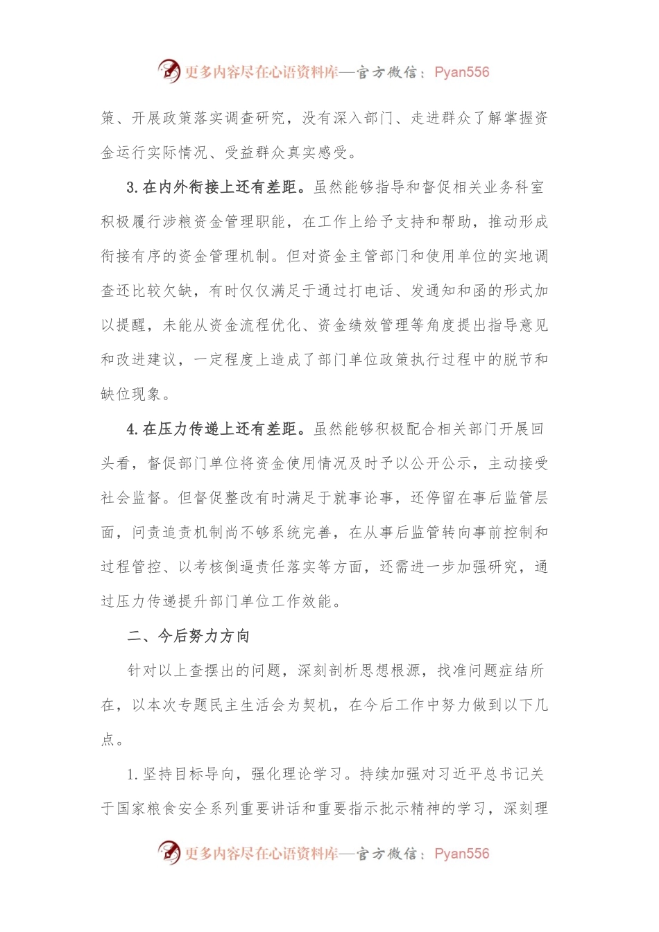 “维护粮食安全”专题民主生活会对照检查材料.docx_第2页