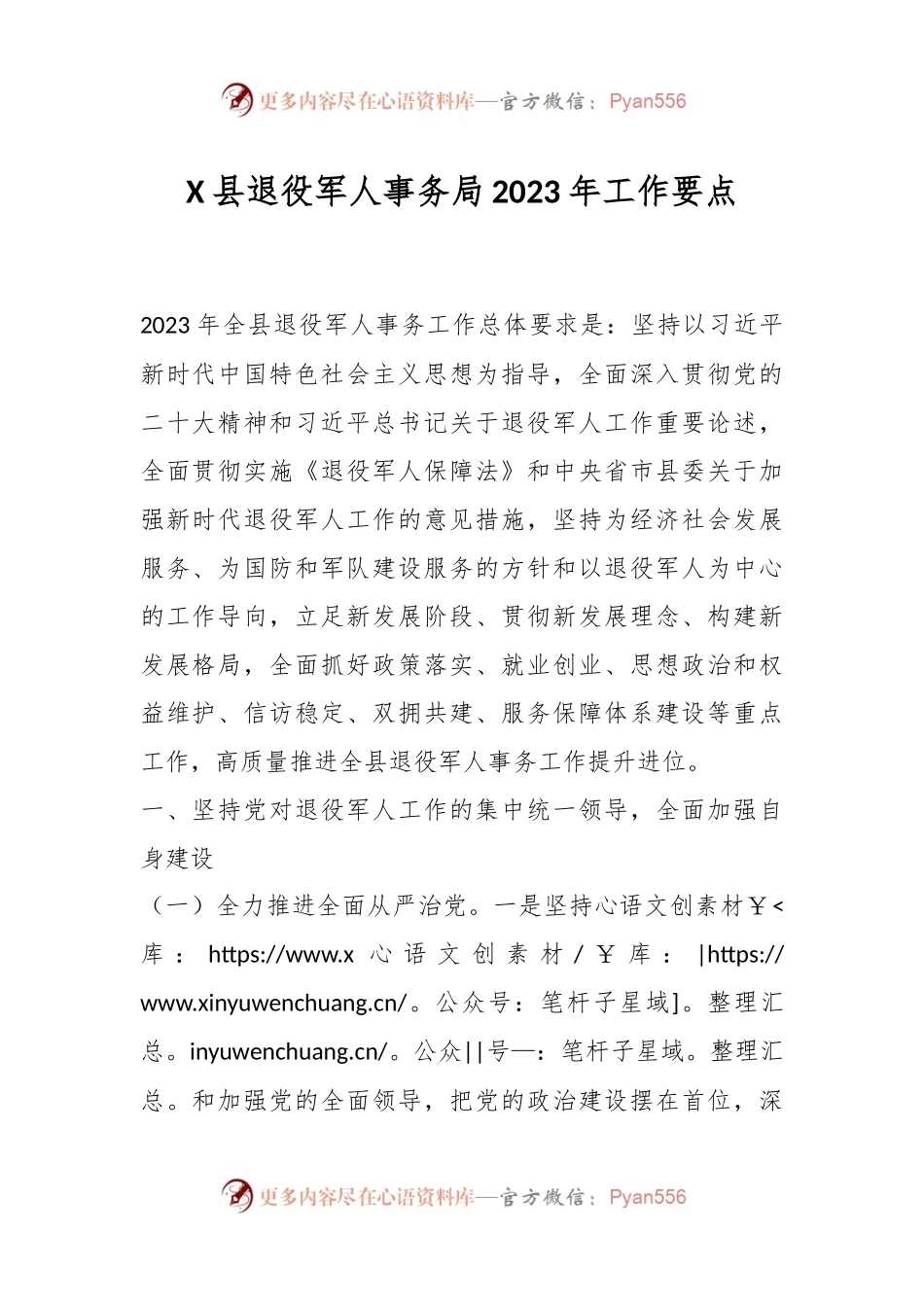 X县退役军人事务局2023年工作要点.docx_第1页