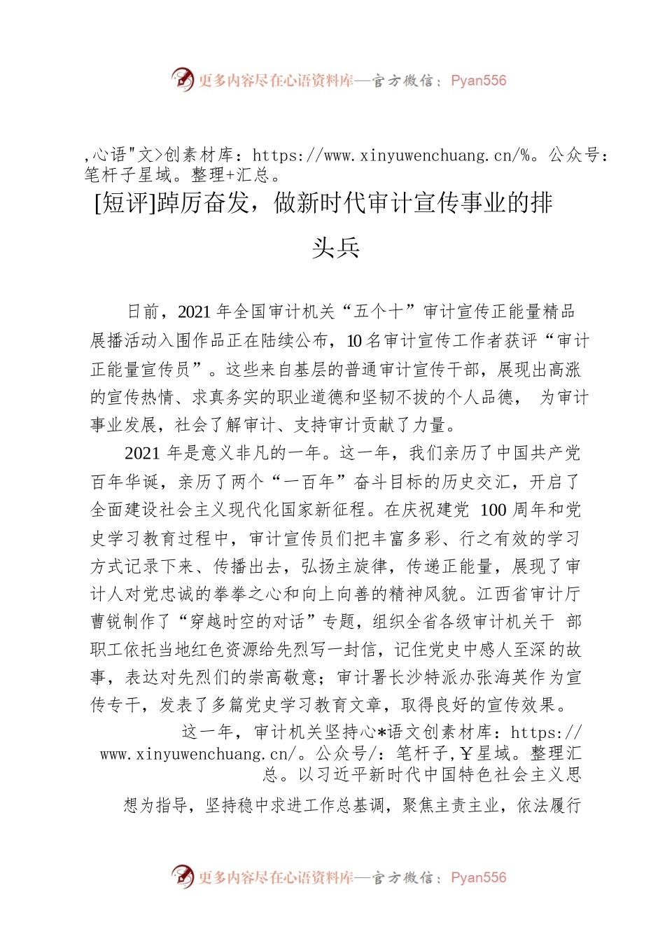 [短评]踔厉奋发，做新时代审计宣传事业的排头兵.docx_第1页