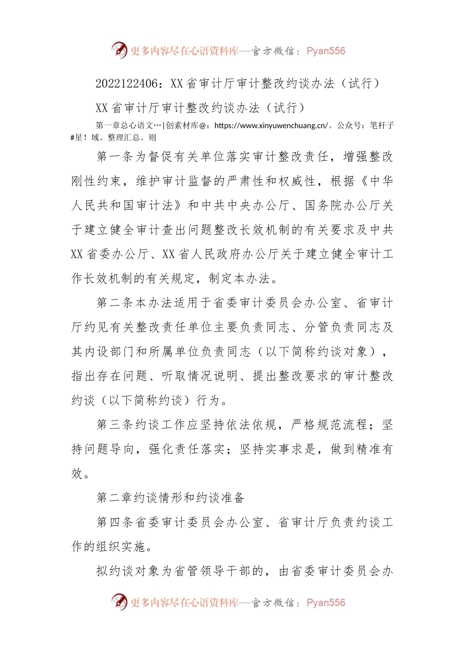 XX省审计厅审计整改约谈办法（试行）.docx_第1页