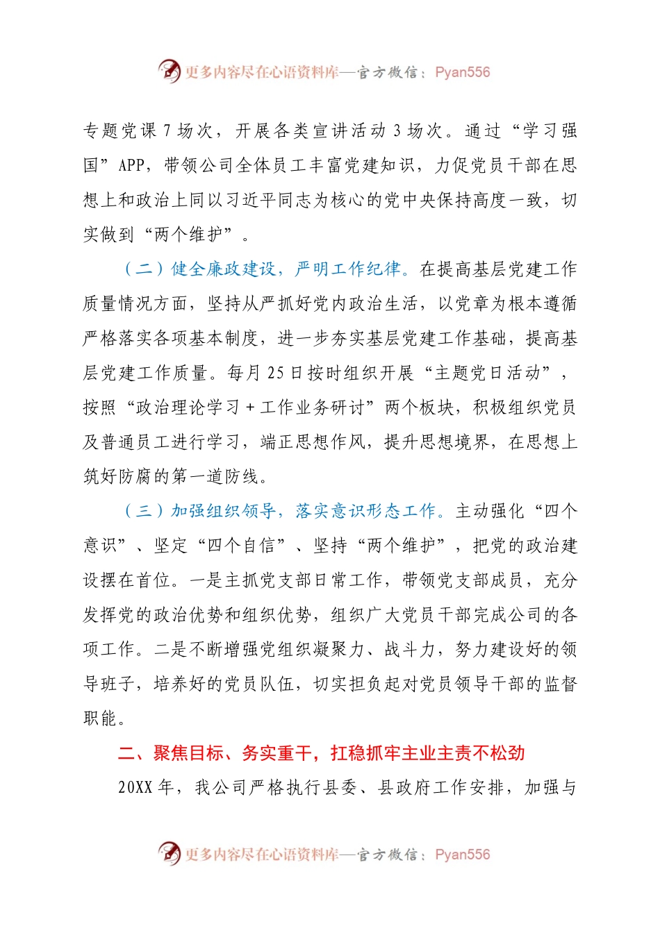 X公司党支部书记、董事长20XX年度述职报告.docx_第2页
