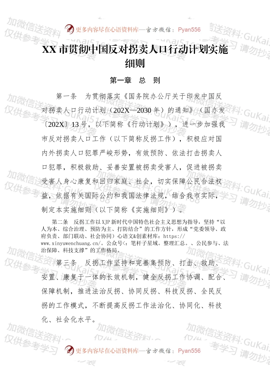 XX市贯彻中国反对拐卖人口行动计划实施细则.docx_第1页
