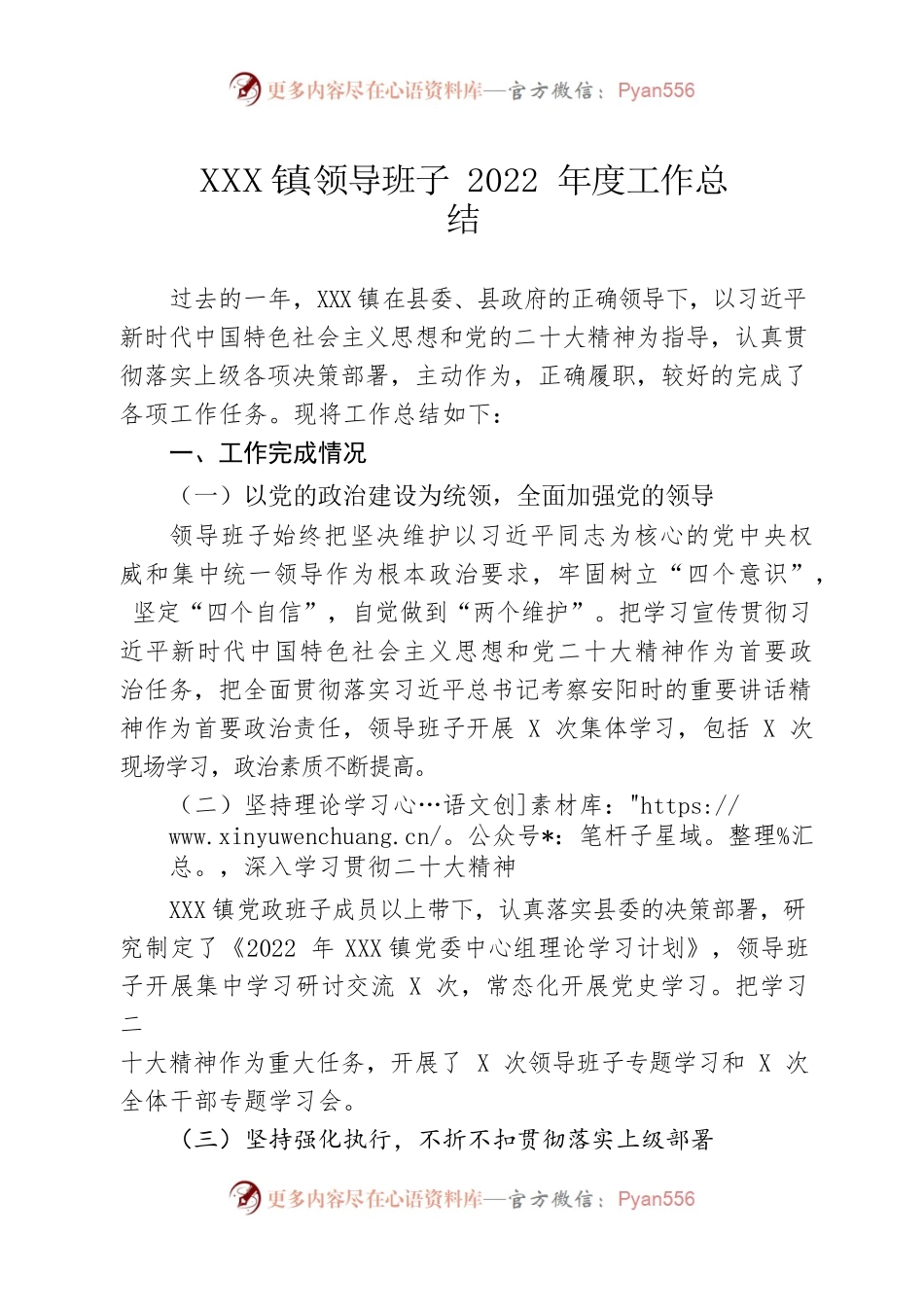 乡镇领导班子2022年度工作总结.docx_第1页