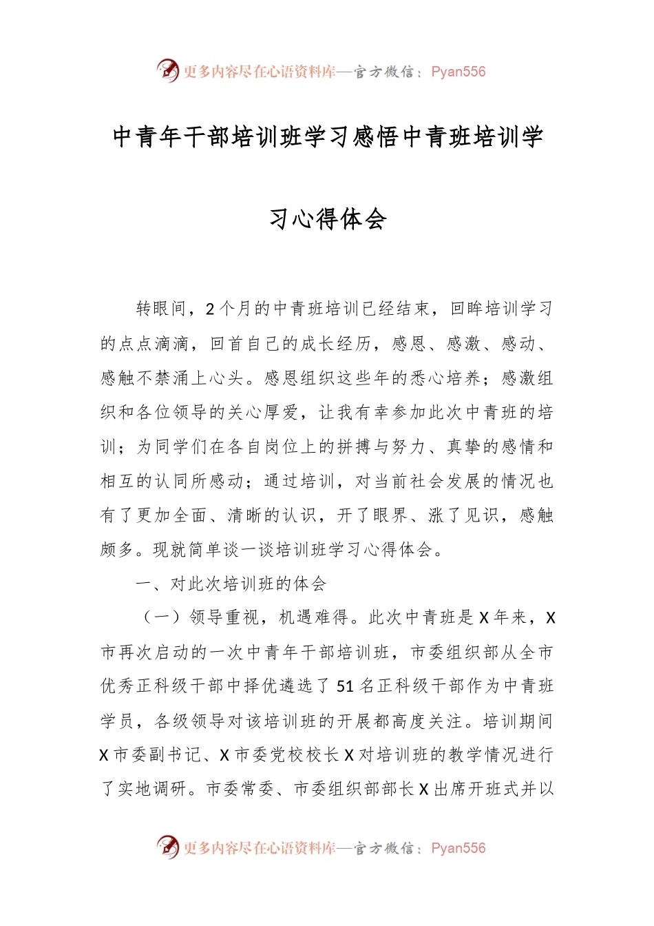 中青年干部培训班学习感悟中青班培训学习心得体会.docx_第1页