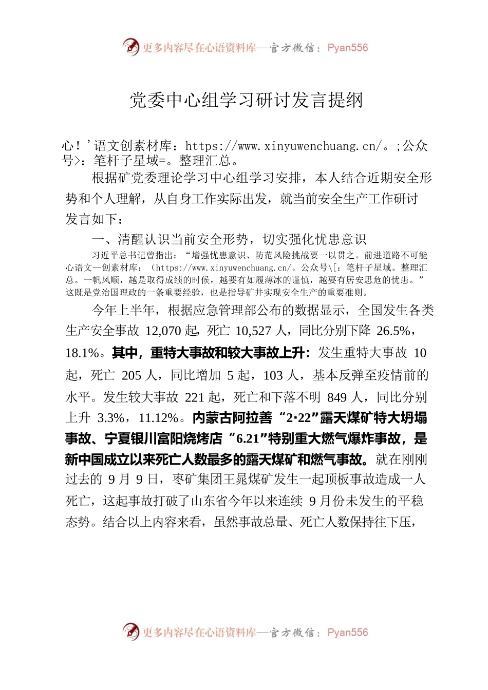 中心组安全专题研讨会发言提纲.docx_第1页