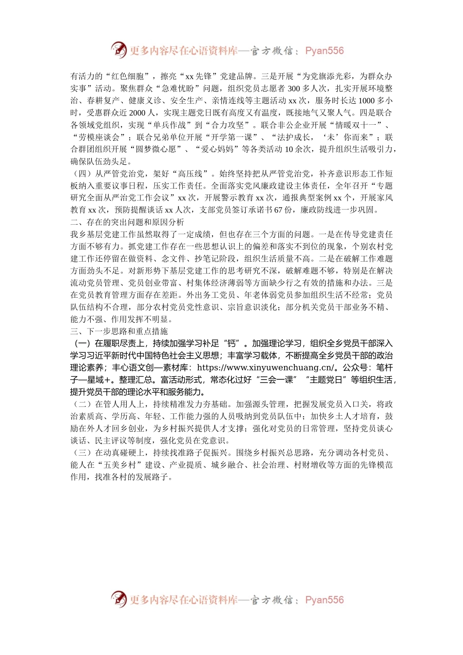 乡镇2024年度抓基层党建工作述职报告.docx_第2页
