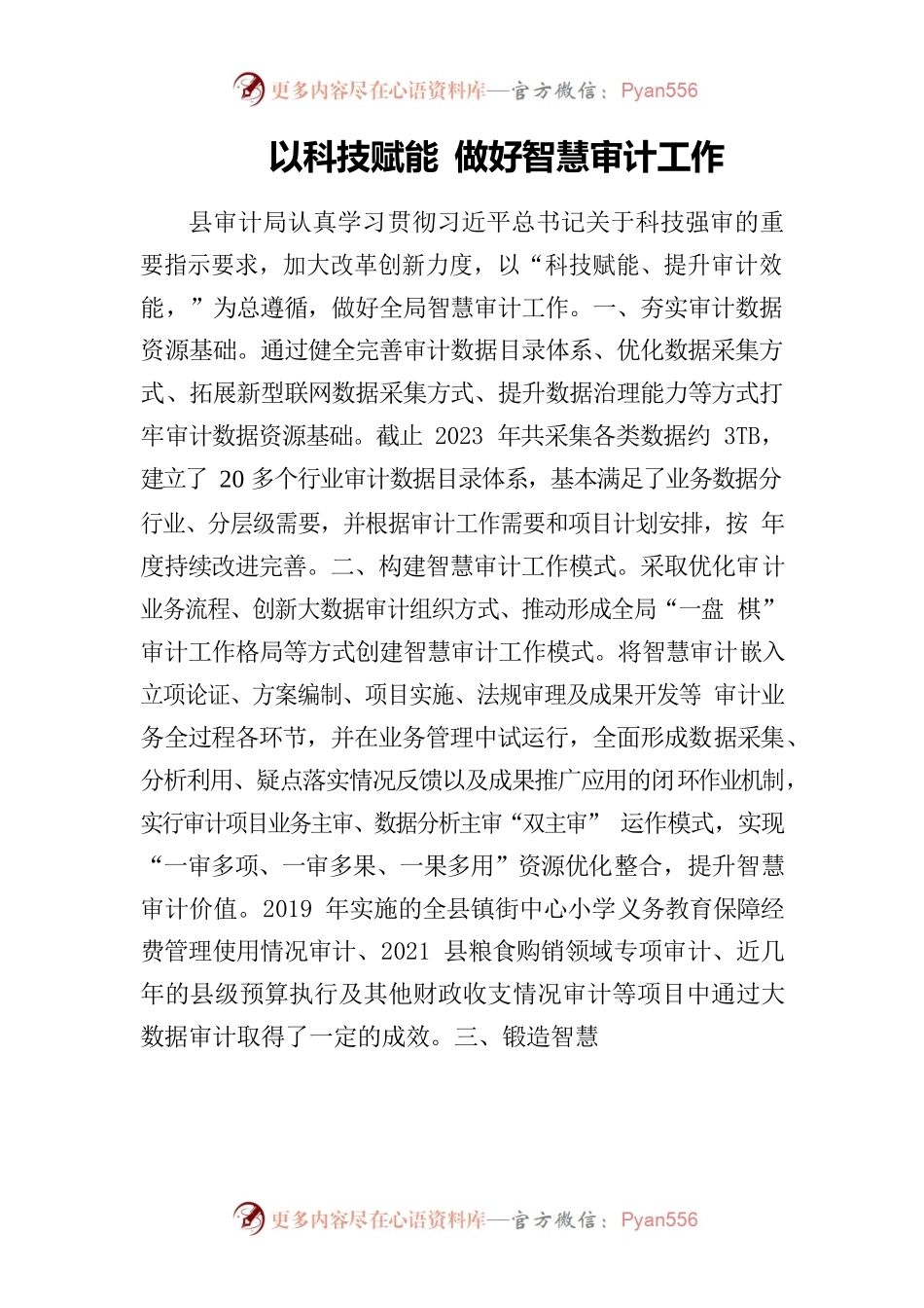 以科技赋能做好智慧审计工作.docx_第1页