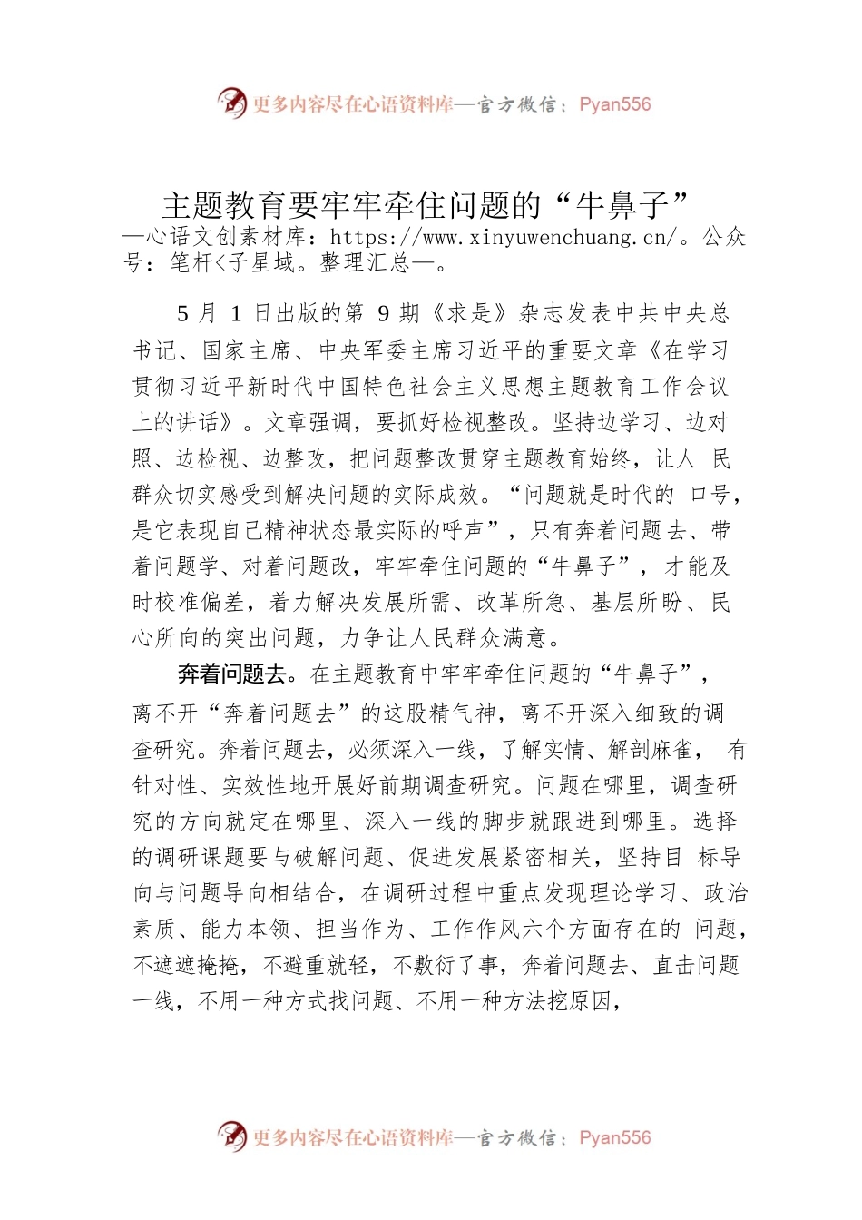 主题教育要牢牢牵住问题的“牛鼻子”.docx_第1页