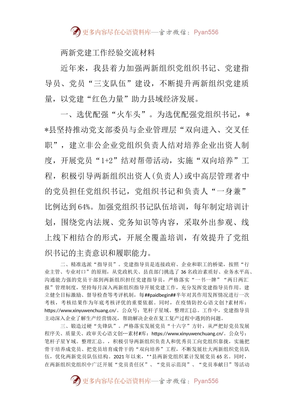 两新党建工作经验交流材料（二）.docx_第1页