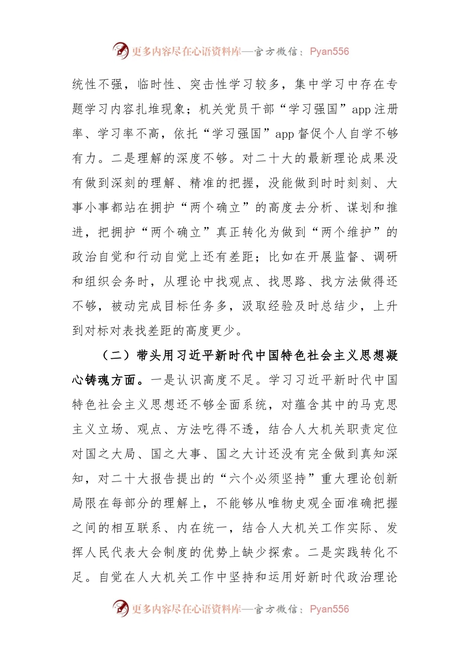 人大2022年度党员领导干部民主生活会对照检查材料.docx_第2页