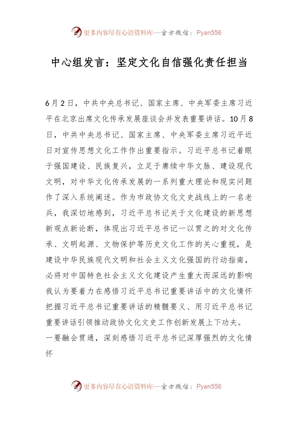 中心组发言：坚定文化自信强化责任担当.docx_第1页