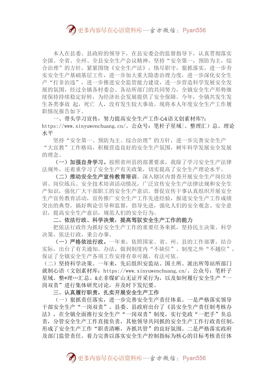 乡镇党委书记年度安全生产工作履职报告.docx_第1页