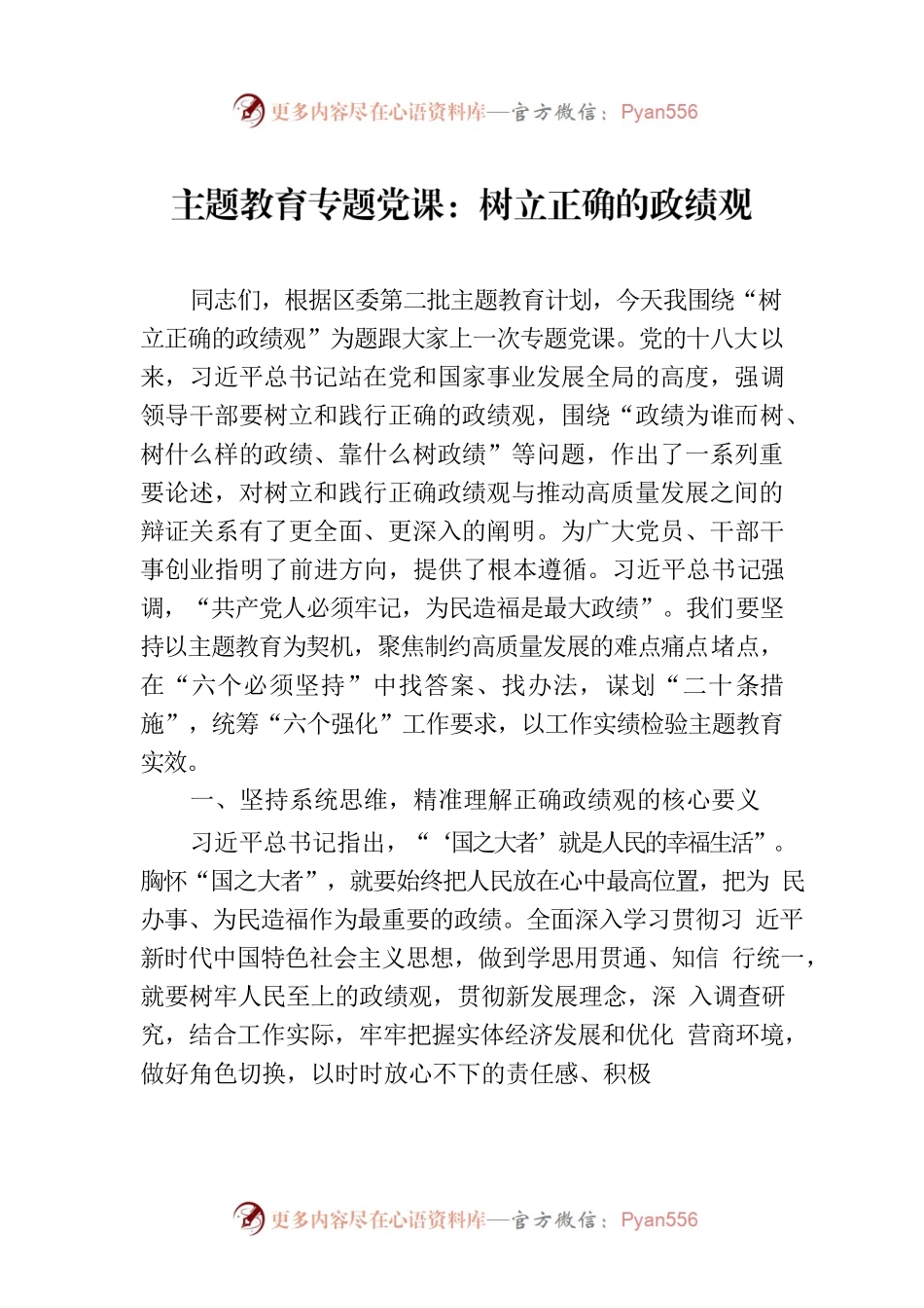 主题教育专题党课：树立正确的政绩观.docx_第1页