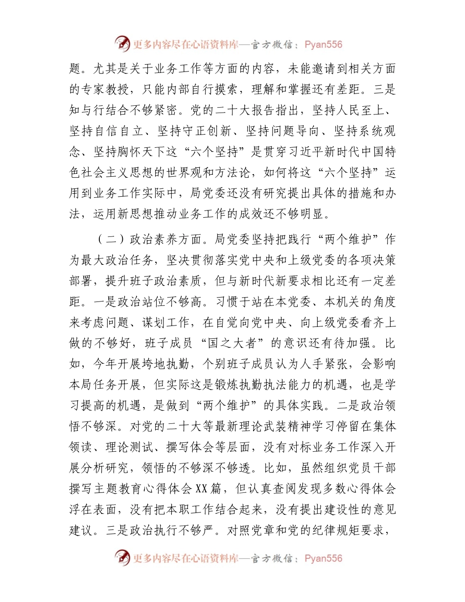 主题教育专题民主生活会班子对照检查材料.docx_第2页