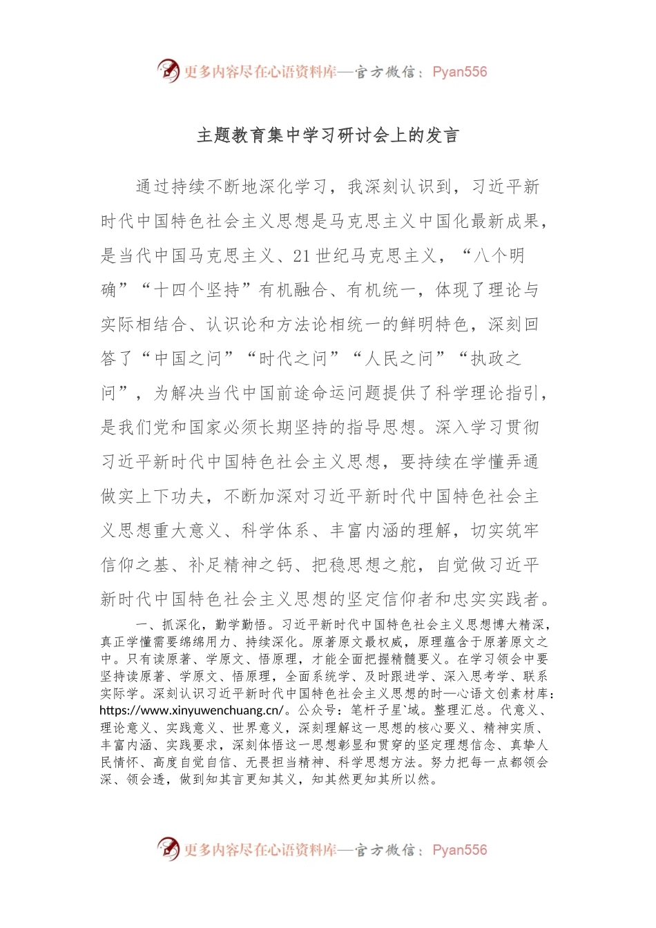 主题教育集中学习研讨会上的发言.docx_第1页