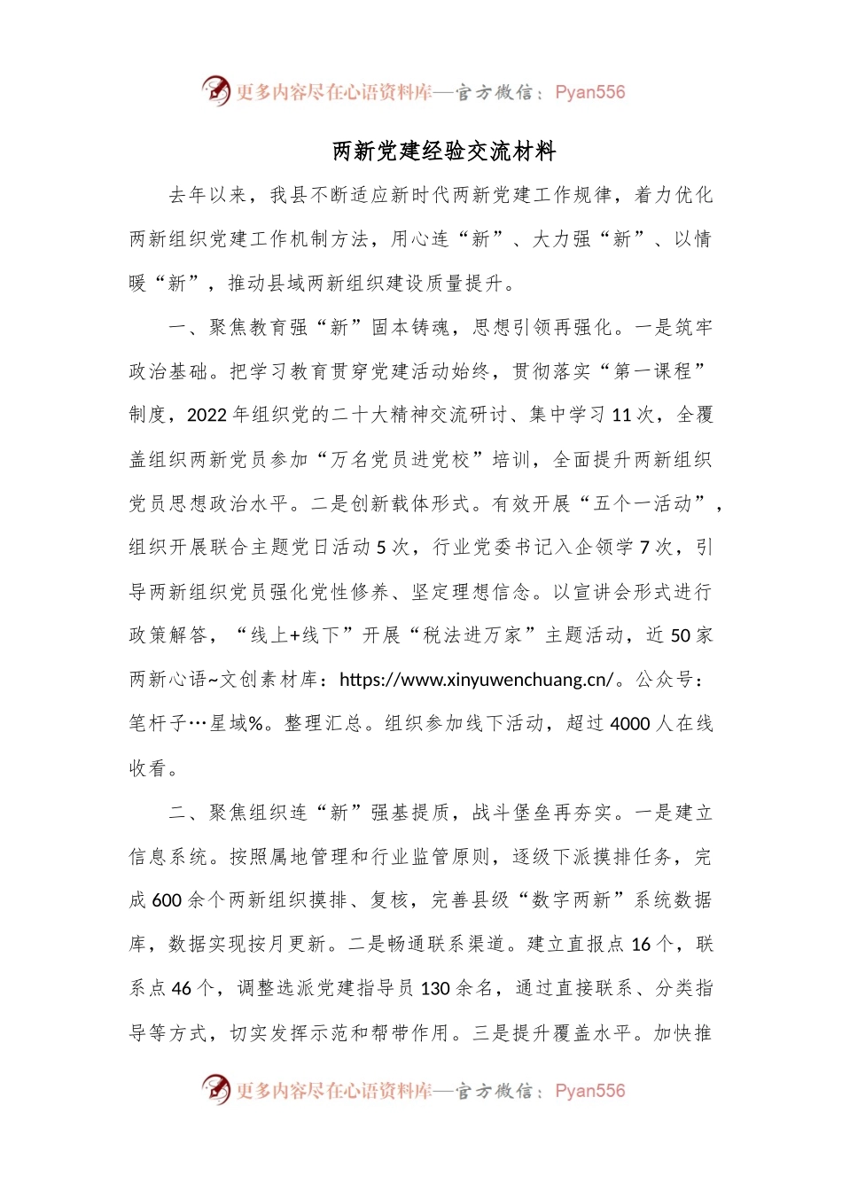 两新党建经验交流材料.docx_第1页