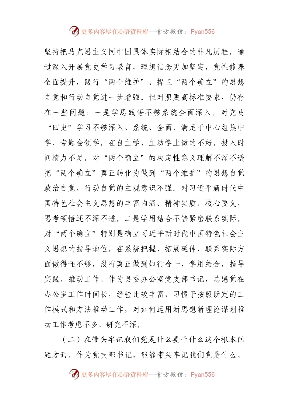 个人2021年专题民主生活会对照检查发言材料（办公室副职）.docx_第2页