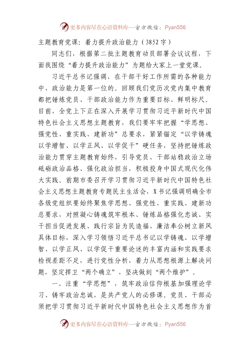 主题教育党课：着力提升政治能力.docx_第1页