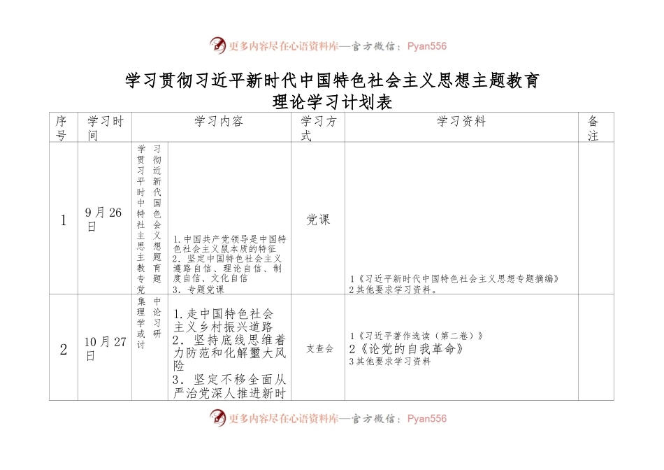 习近平理论学习计划表.docx_第1页