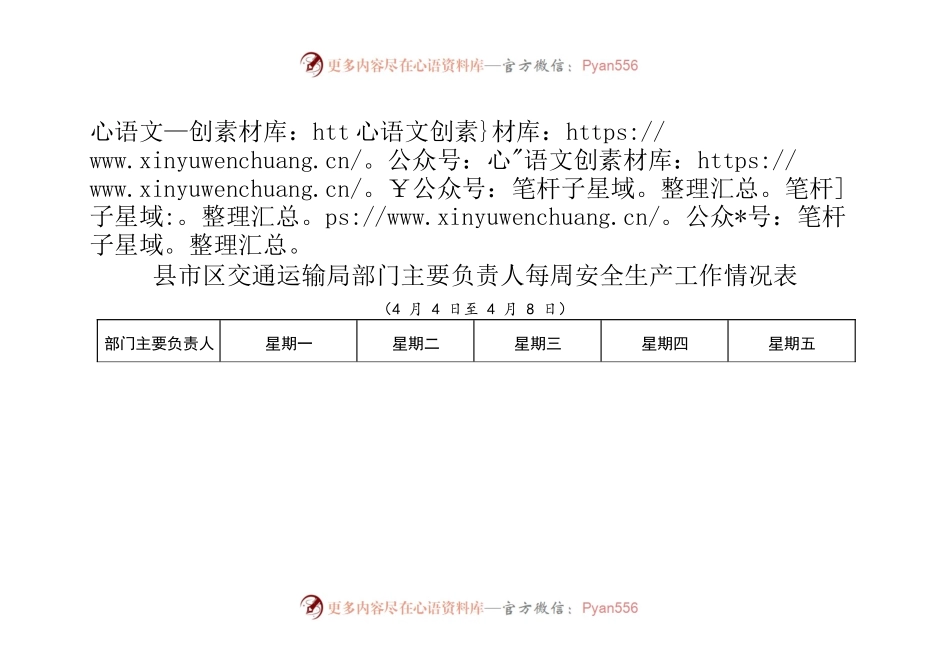 交通运输局每周安全生产工作情况表.docx_第1页