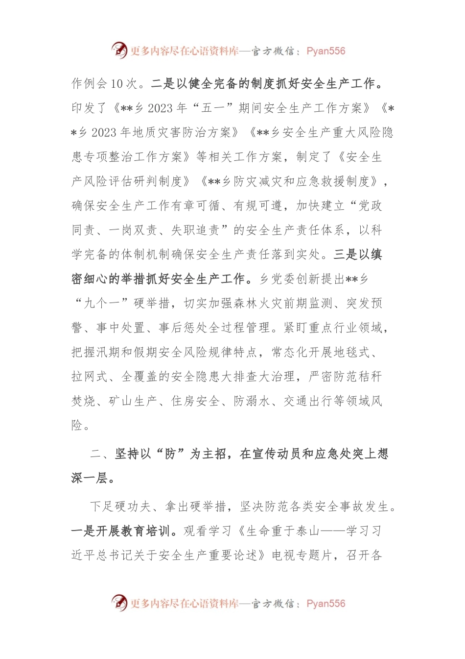 乡2023年安全生产工作情况汇报.docx_第2页