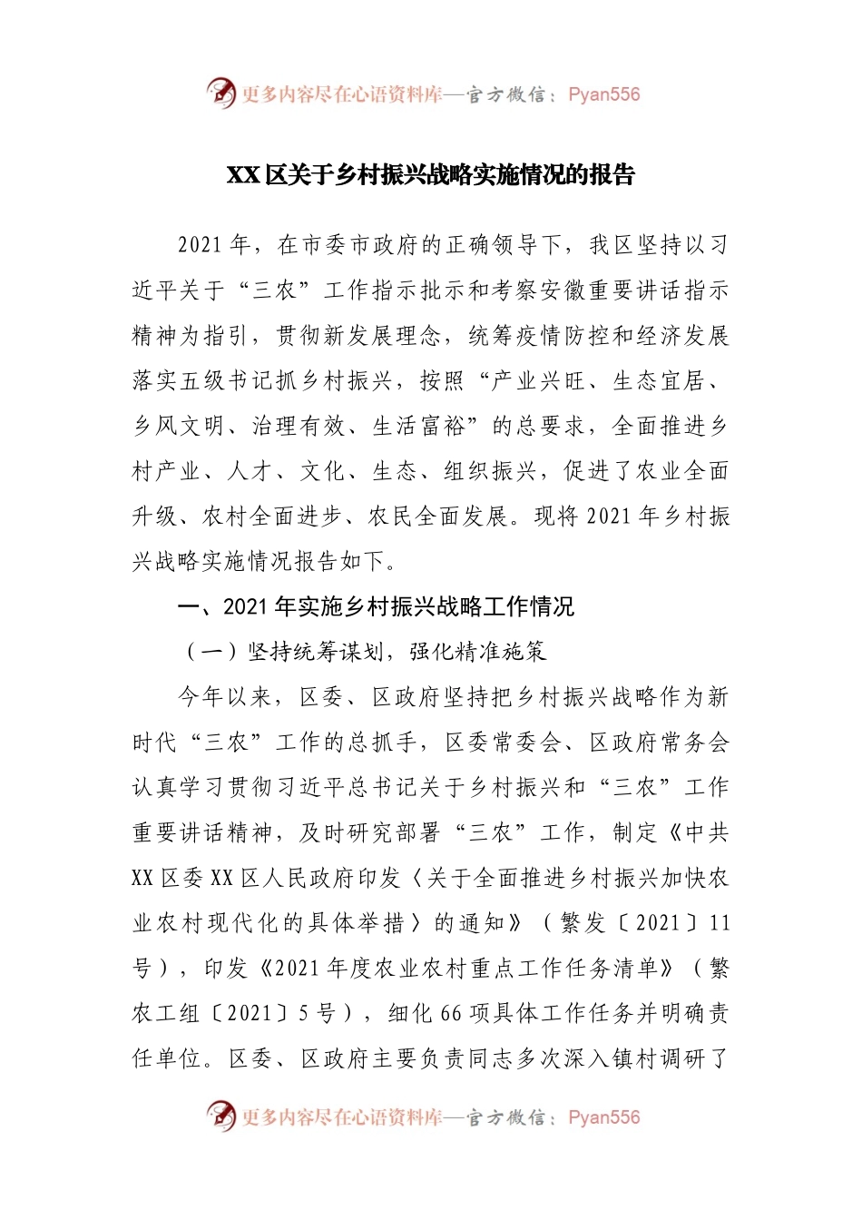 乡村振兴战略实施情况的报告.docx_第1页