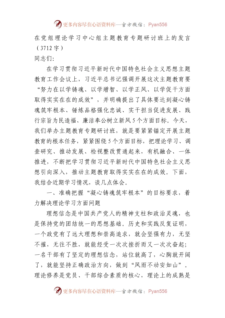 主题教育专题研讨班上的发言.docx_第1页