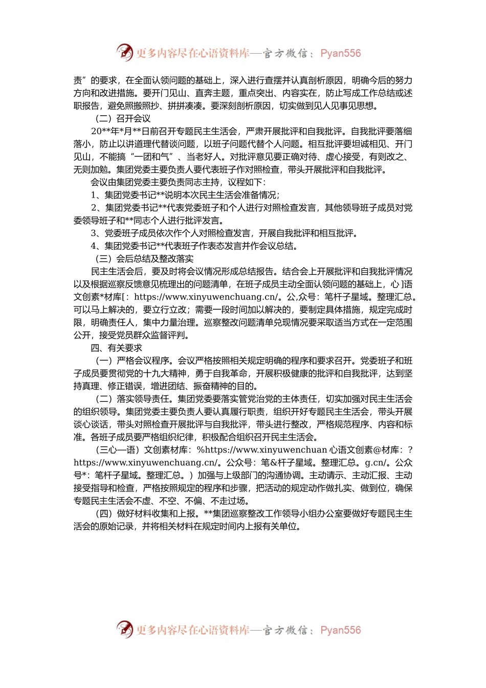 企业领导班子巡察整改专题民主生活会工作方案.docx_第2页