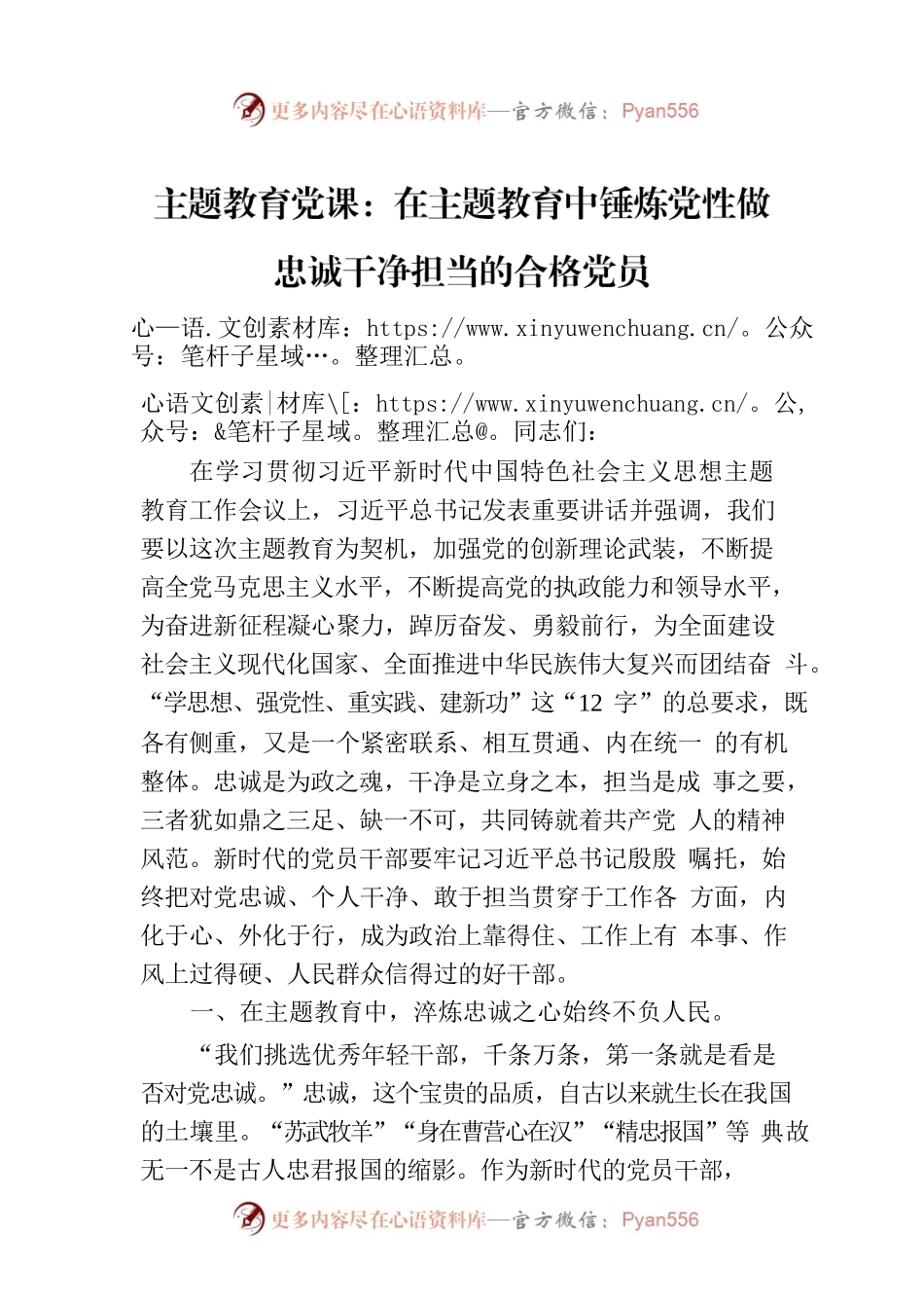 主题教育党课：在主题教育中锤炼党性做忠诚干净担当的合格党员.docx_第1页
