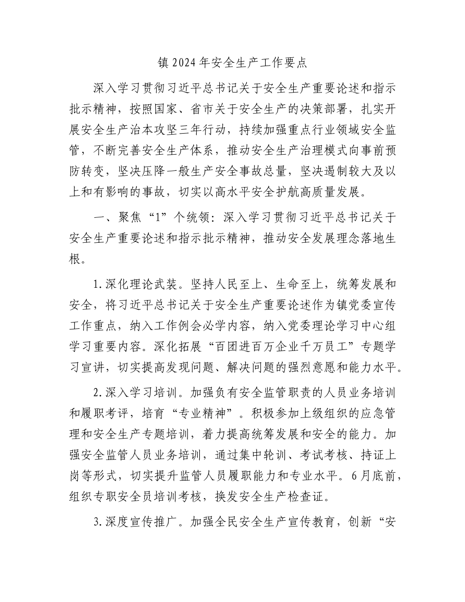 乡镇2024年安全生产工作要点.docx_第1页