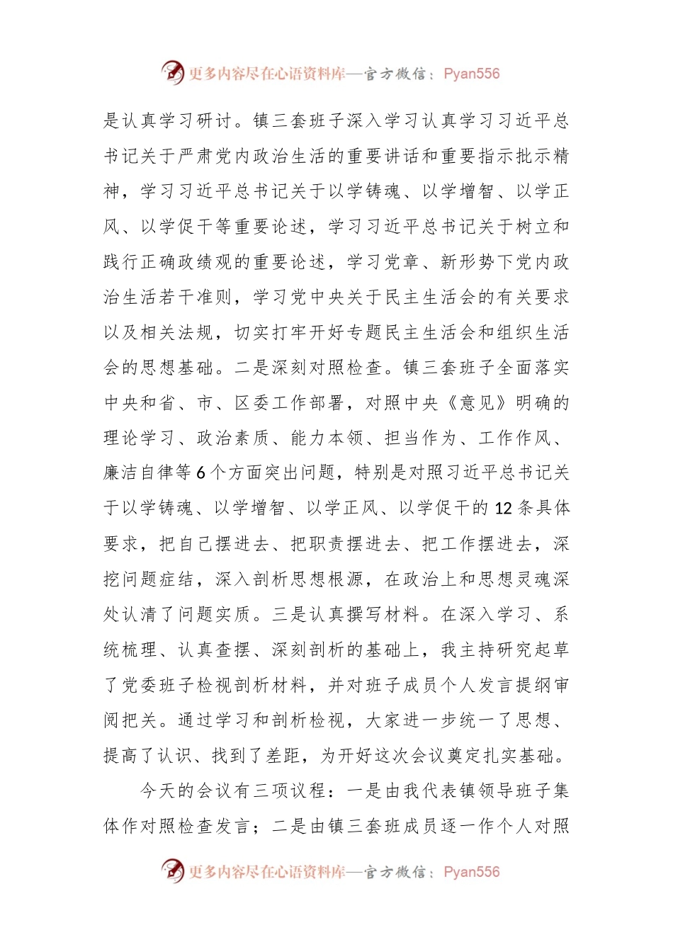乡镇2023年度党员领导干部民主生活会主持词.docx_第2页
