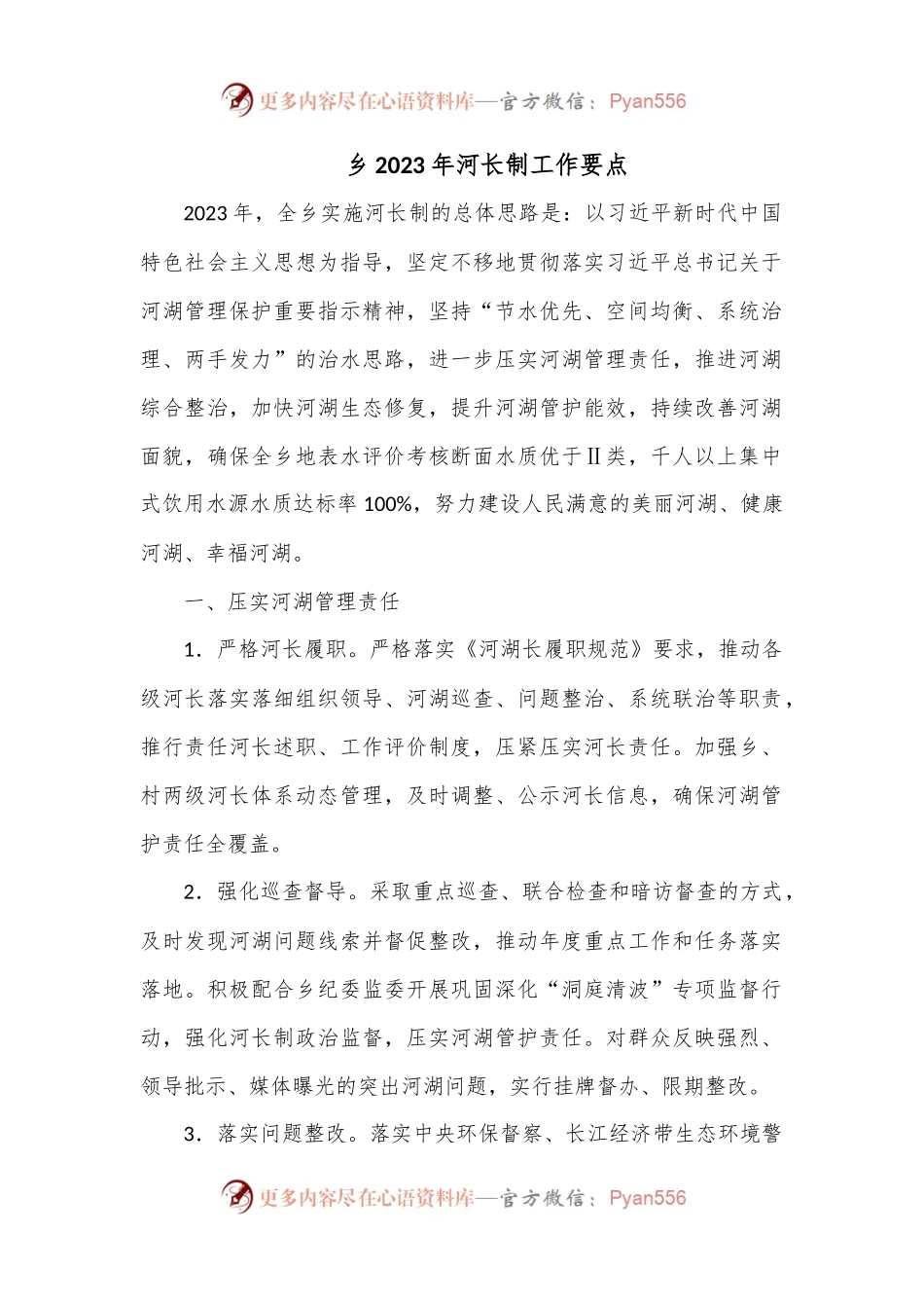乡2023年河长制工作要点.docx_第1页