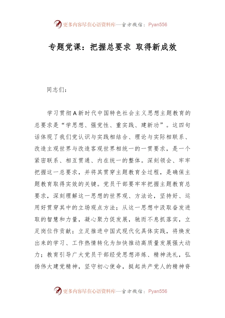 专题党课：把握总要求 取得新成效.docx_第1页