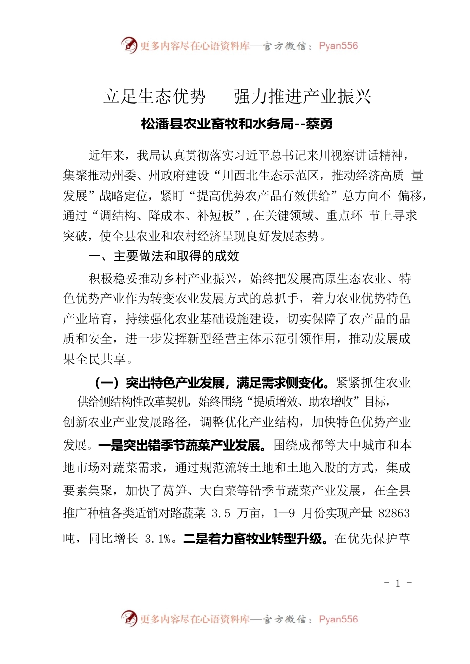 乡村振兴战略发言材料.docx_第1页